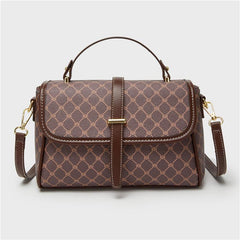 Vintage Geometric Saddle Bag Retro PU Crossbody Bag Classic Handbag