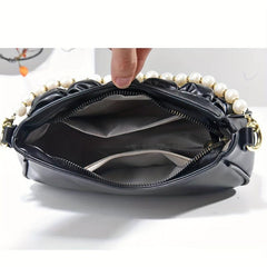 Puffer Quilted Handbag Faux Pearl Chain Shoulder Bag