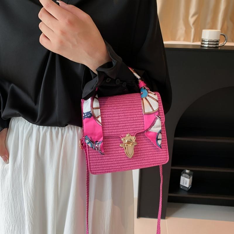 Stylish Pink Crossbody Bag with Scarf Decor