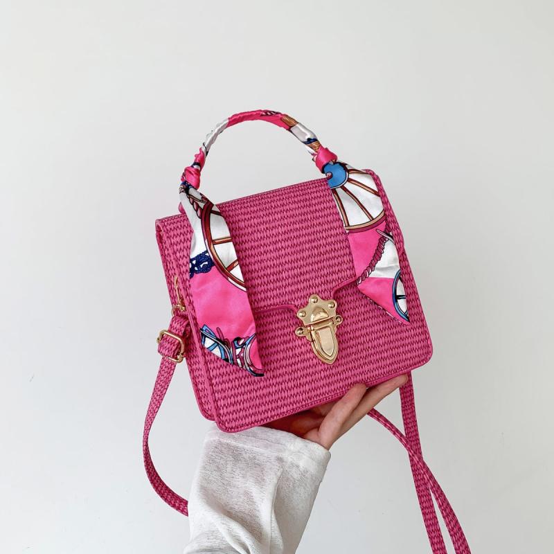 Stylish Pink Crossbody Bag with Scarf Decor