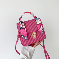 Stylish Pink Crossbody Bag with Scarf Decor