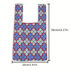 Flower Pattern Woven Tote Bag Crochet Niche Handbag Summer Commuter