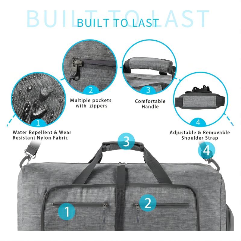 Men's Foldable Travel Duffel Bag Large Capacity Waterproof Overnight Bag