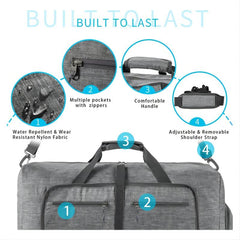 Men's Foldable Travel Duffel Bag Large Capacity Waterproof Overnight Bag