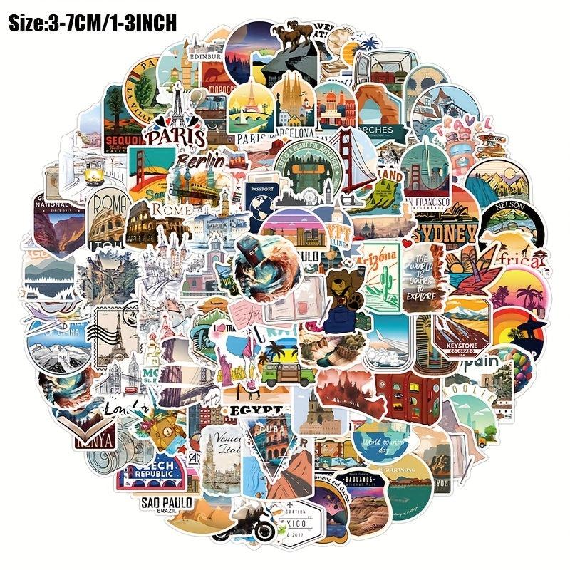 50pcs Travel Graffiti Stickers Waterproof Decorative Stickers