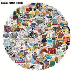50pcs Travel Graffiti Stickers Waterproof Decorative Stickers