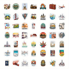 50pcs Travel Graffiti Stickers Waterproof Decorative Stickers