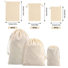 Small Natural Cloth Bags Drawstring Beige Fabric Bag for Jewelry