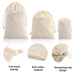 Small Natural Cloth Bags Drawstring Beige Fabric Bag for Jewelry