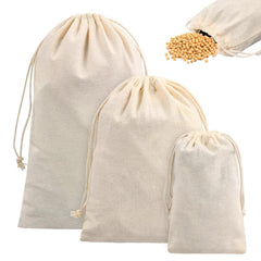 Small Natural Cloth Bags Drawstring Beige Fabric Bag for Jewelry