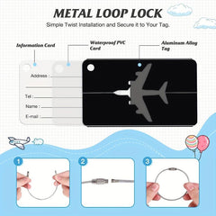 5Pcs Aluminum Luggage Tag Set Waterproof Plane Pattern Tag Luggage Tag