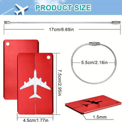 5Pcs Aluminum Luggage Tag Set Waterproof Plane Pattern Tag Luggage Tag