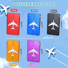 5Pcs Aluminum Luggage Tag Set Waterproof Plane Pattern Tag Luggage Tag