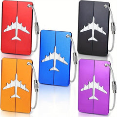 5Pcs Aluminum Luggage Tag Set Waterproof Plane Pattern Tag Luggage Tag