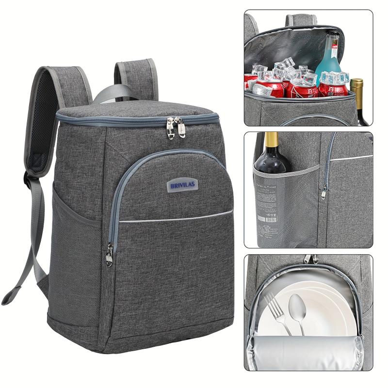 Large Capacity Picnic Backpack Leak-proof Plates & Cutlery Storage Bag