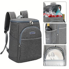 Large Capacity Picnic Backpack Leak-proof Plates & Cutlery Storage Bag