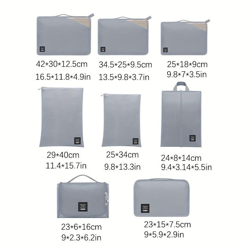 8 Pcs Solid Travel Bags Dustproof Luggage Organizers