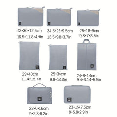 8 Pcs Solid Travel Bags Dustproof Luggage Organizers