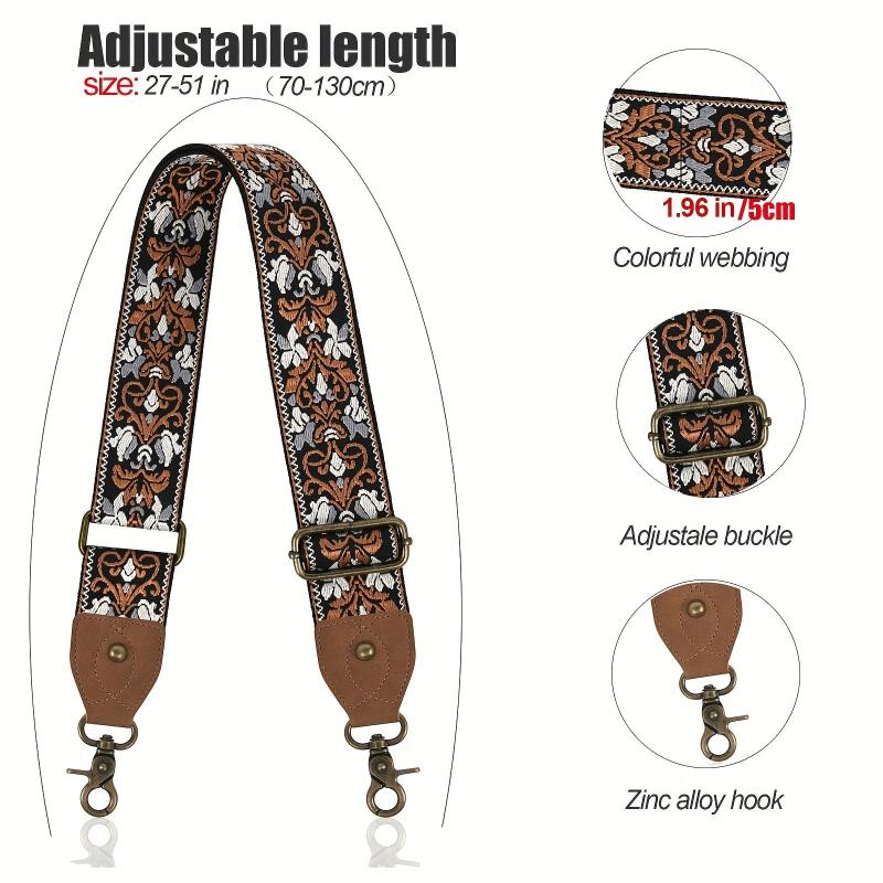Ethnic Embroidery Wide Purse Straps For Women Replacement Shoulder Bag Strap