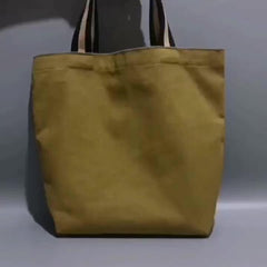 Casual Canvas Shoulder Bag All Match Storage Handbag with Colorblock Straps