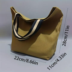 Casual Canvas Shoulder Bag All Match Storage Handbag with Colorblock Straps