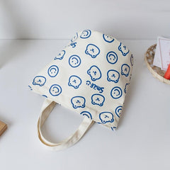 Bear Print Handbag Canvas Bucket Bag Mini Lunch Bag