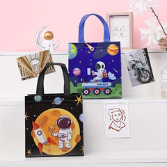 10pcs Space Astronaut Print Tote Bag Set Party Treat Gift Bag