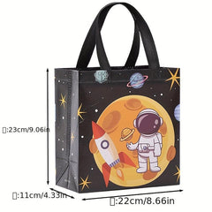 10pcs Space Astronaut Print Tote Bag Set Party Treat Gift Bag