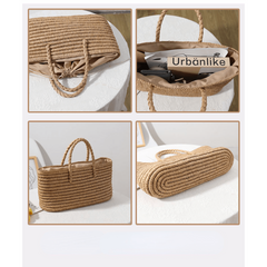 Straw Beach Tote Bag Large Capacity Casual Satchel & Travel Accessories