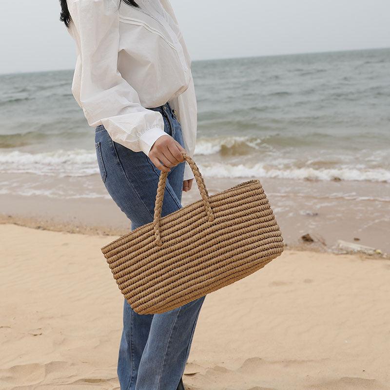 Straw Beach Tote Bag Large Capacity Casual Satchel & Travel Accessories
