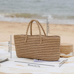 Straw Beach Tote Bag Large Capacity Casual Satchel & Travel Accessories