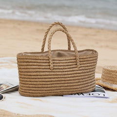 Straw Beach Tote Bag Large Capacity Casual Satchel & Travel Accessories