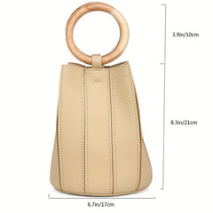 Quadrangle Crossbody Novelty Bag PU Leather Round Handle Bag Purse
