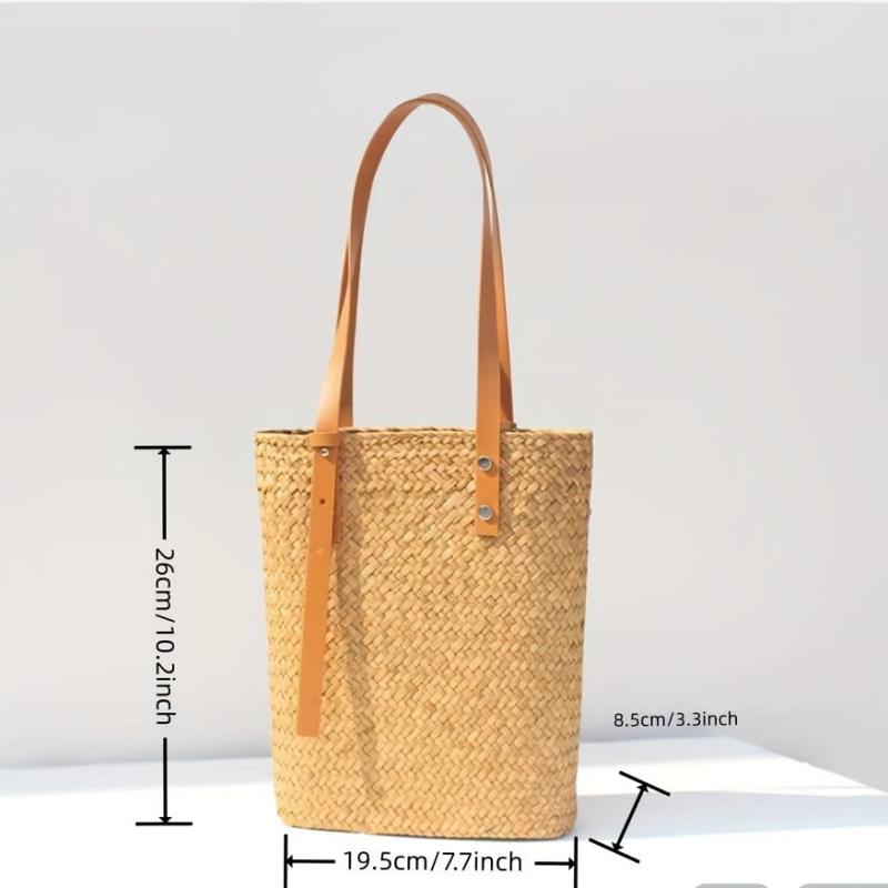 Minimalist Holiday Straw Satchel Bag Lightweight All Match Storage Handbag
