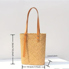 Minimalist Holiday Straw Satchel Bag Lightweight All Match Storage Handbag