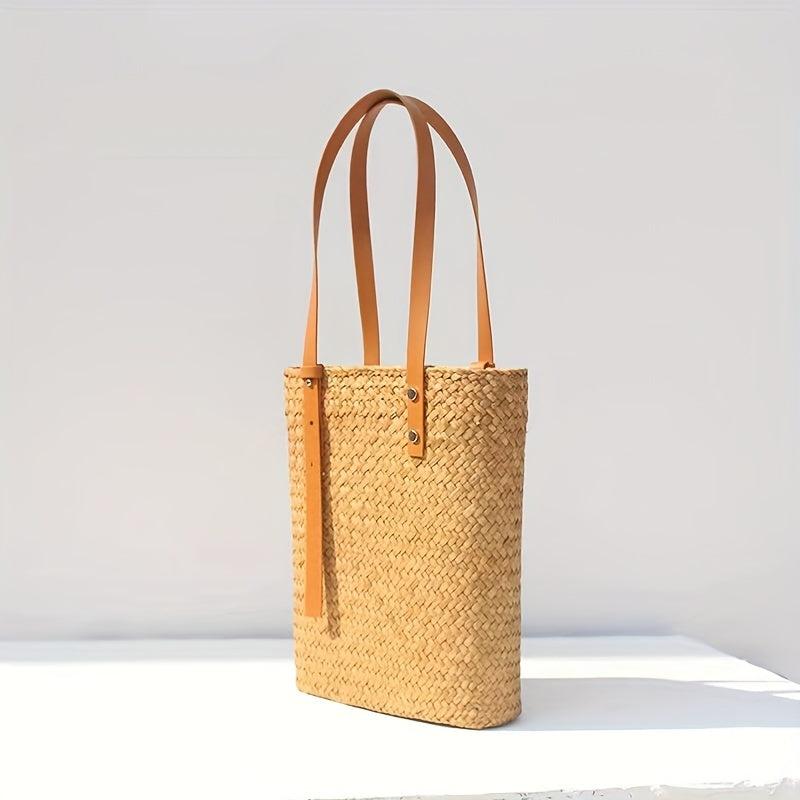 Minimalist Holiday Straw Satchel Bag Lightweight All Match Storage Handbag