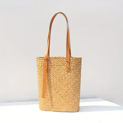 Minimalist Holiday Straw Satchel Bag Lightweight All Match Storage Handbag
