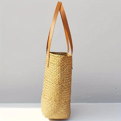 Minimalist Holiday Straw Satchel Bag Lightweight All Match Storage Handbag