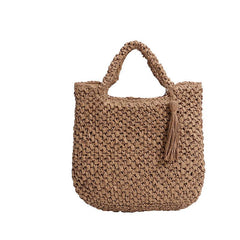Tassel Decor Beach Bag Straw Handbag for Holiday