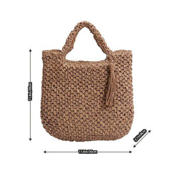 Tassel Decor Beach Bag Straw Handbag for Holiday