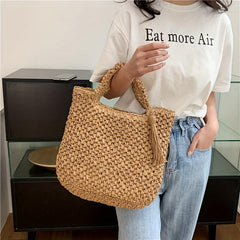 Tassel Decor Beach Bag Straw Handbag for Holiday