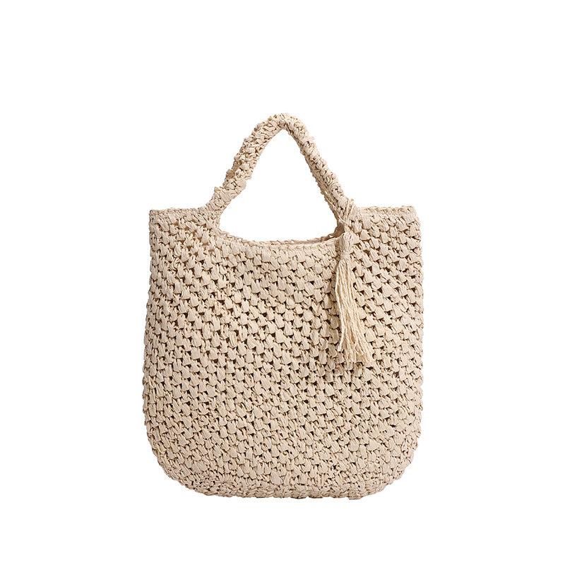 Tassel Decor Beach Bag Straw Handbag for Holiday