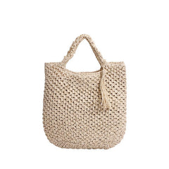 Tassel Decor Beach Bag Straw Handbag for Holiday