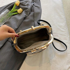 Colorful Striped Shell Shape Frame Satchel Crossbody Bag