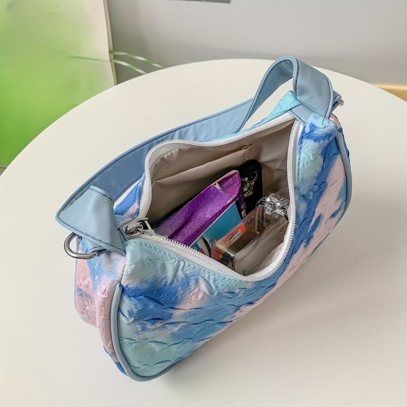 Tie Dye Crescent Hobo Bag Fairy Contrast Shoulder Bag Women's