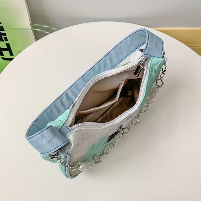 Tie Dye Crescent Hobo Bag Fairy Contrast Shoulder Bag Women's