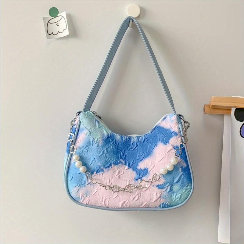 Tie Dye Crescent Hobo Bag Fairy Contrast Shoulder Bag Women's