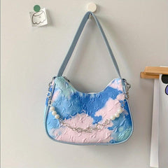Tie Dye Crescent Hobo Bag Fairy Contrast Shoulder Bag Women's