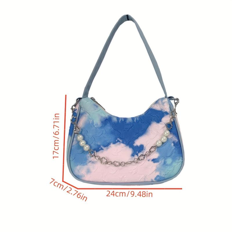 Tie Dye Crescent Hobo Bag Fairy Contrast Shoulder Bag Women's