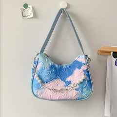 Tie Dye Crescent Hobo Bag Fairy Contrast Shoulder Bag Women's